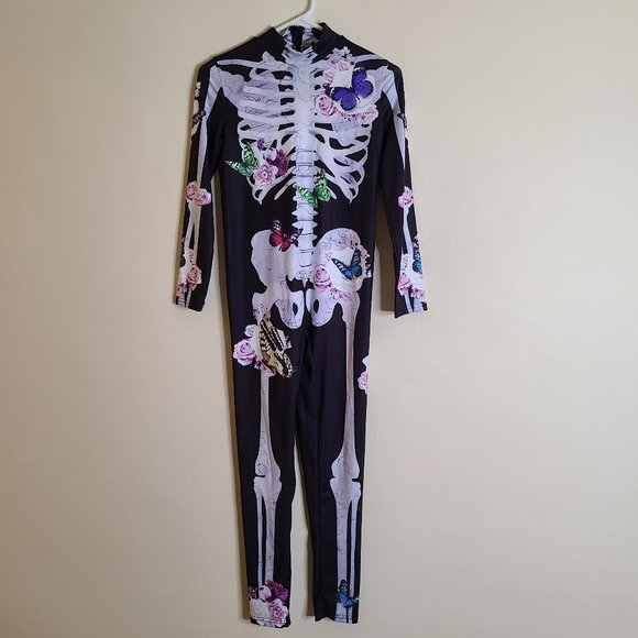 One Piece Skeleton (Bones/Butterflies & Flowers) Jumpsuit/Costume - Picture 2 of 5